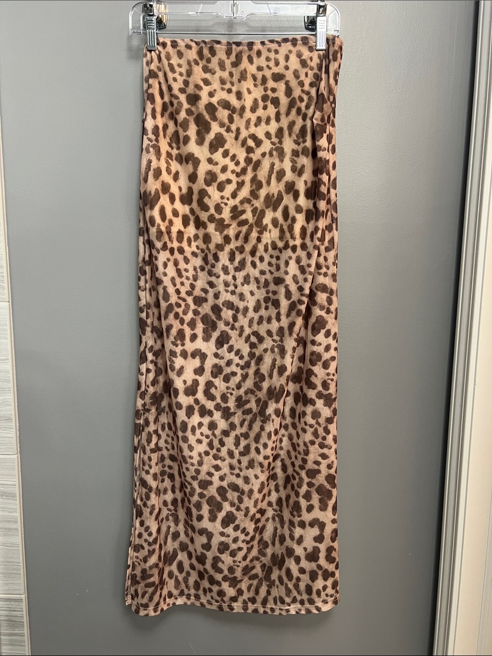 Leopard Print Midi Skirt - Brown Animal Print